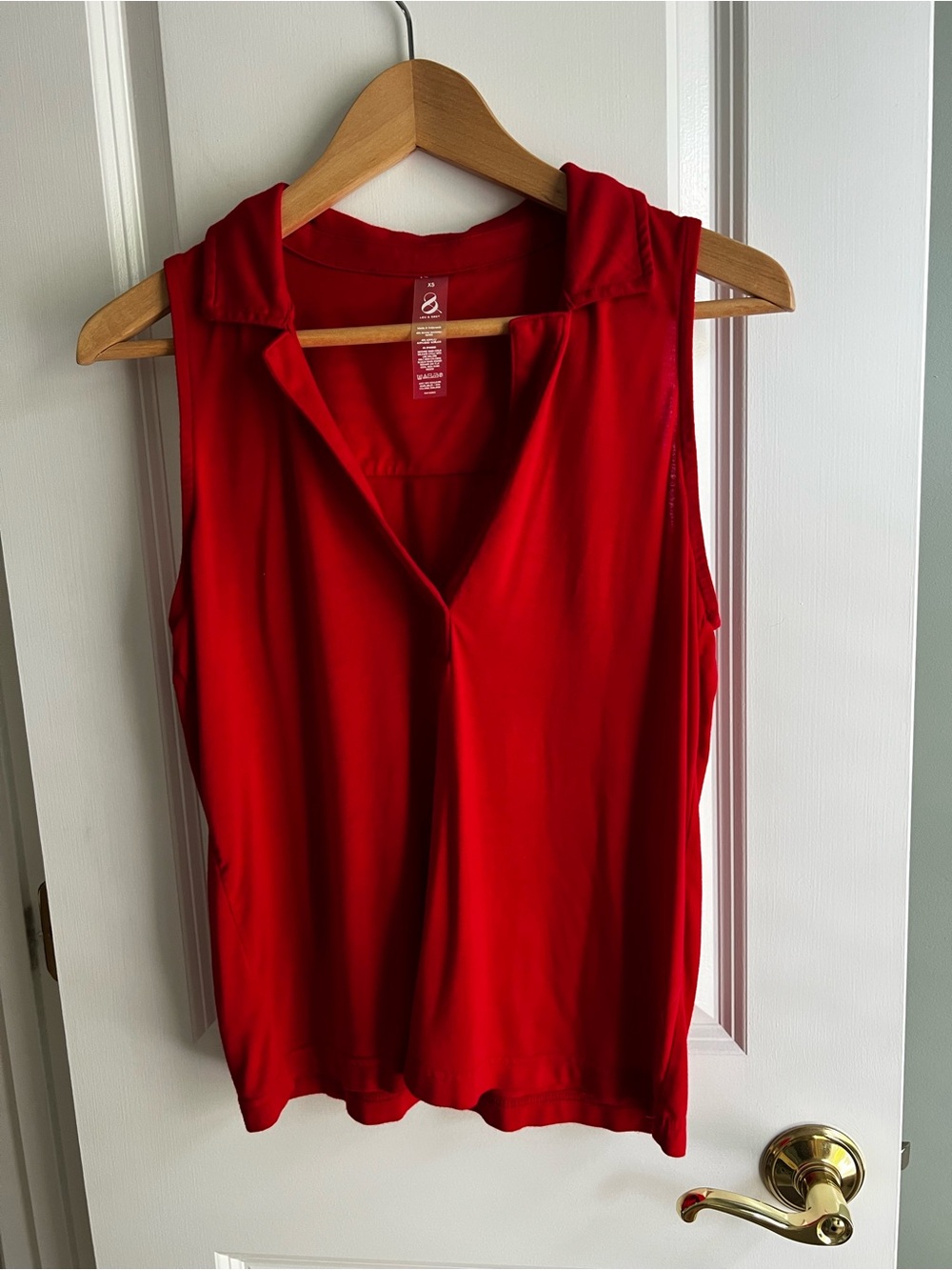 Lou & Grey Red Sleeveless Collared V-Neck Blouse Tank Top XS